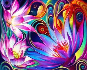 Abstract Colorful Flowers - Flowers Painting By Numbers