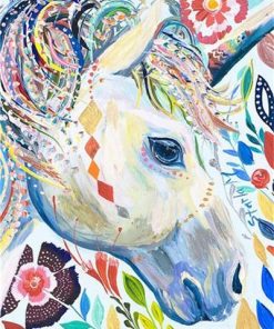 Unicorn Portrait Made of Flowers - Animals Painting By Numbers