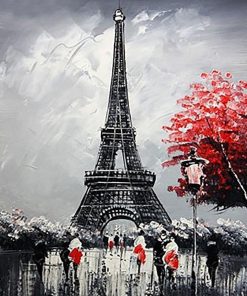 Black and White Paris Eiffel Tower paint by numbers