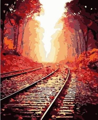 Railway in the maple forest - Landscape Painting By Numbers