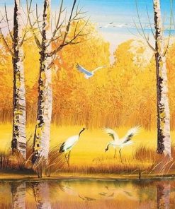 Birch Autumn Forest  - Landscape Painting By Numbers