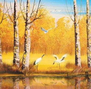 Birch Autumn Forest  - Landscape Painting By Numbers