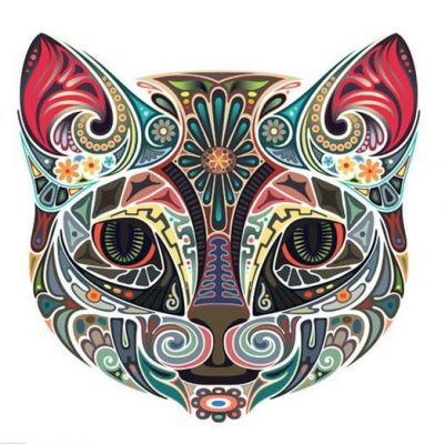 Ornamental Cat Colored - Animals Painting By Numbers