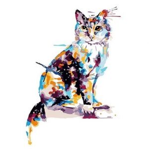 Colorful Dotted Cat - Animals Painting By Numbers