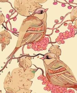 Pink Bird With Flowers - Birds Painting By Numbers