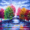 Colorful Trees on Bridge - Landscape Painting By Numbers