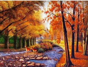 Autumn Tree Forest  - Landscape Painting By Numbers