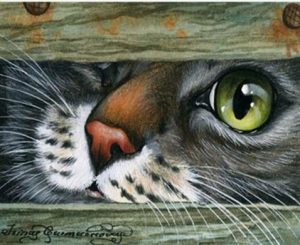 Cat Hiding Under Door - Animals Painting By Numbers