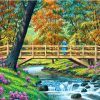 Wooden Bridge Forest - Landscape Painting By Numbers