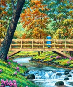Wooden Bridge Forest - Landscape Painting By Numbers