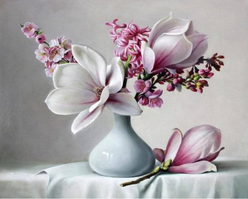 Acrylic Paint Magnolia Flower City - DIY Paint By Numbers - Numeral Paint