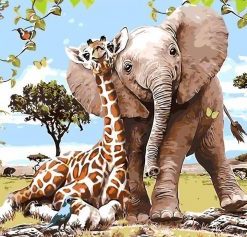 Elephant And Giraffe Paint By Numbers