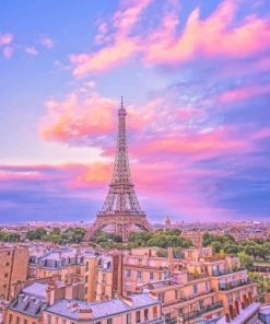 Eiffel Tower Pink Sky Paint By Numbers