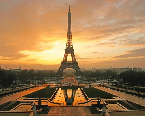 Eiffel Tower At Dawn Horizontal Paint By Numbers