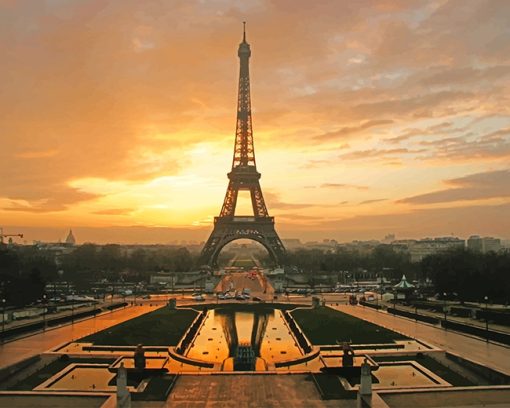 Eiffel Tower At Dawn Horizontal Paint By Numbers