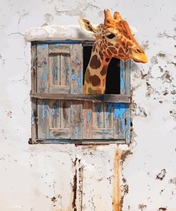 Giraffe Looking Through Window Paint By Numbers