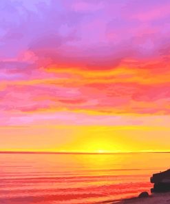 Orange Pink Sunrise Beach Paint By Numbers