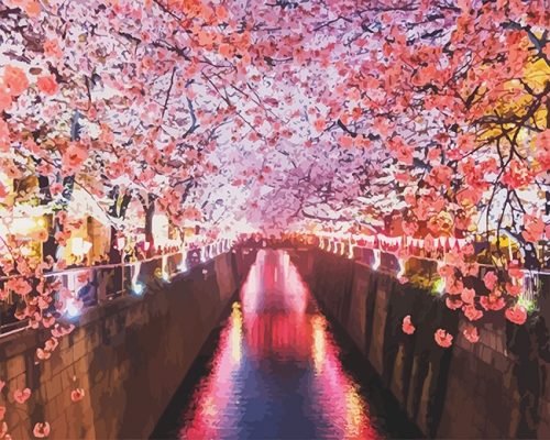 Sakura Cherry Blossom Japan Paint By Numbers