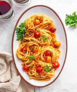 Spicy Pasta With Cherry Tomatoes Paint By Numbers