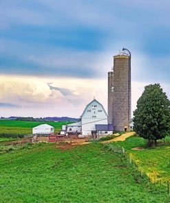 Beautiful Green Farm Paint By Numbers