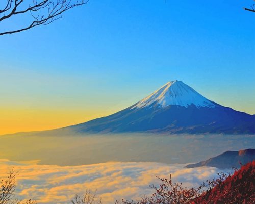 Japanese Mt fuji Landscape Paint By Numbers