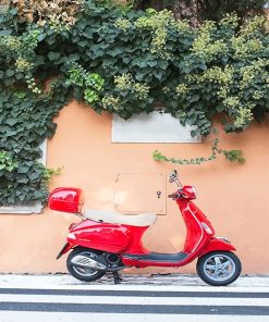 Vespa Red Scooter Paint By Numbers