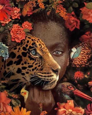 African Woman Tiger Paint By Numbers