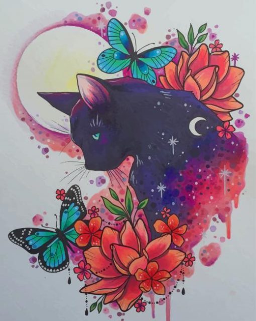 Aesthetic Cat Art paint by numbers