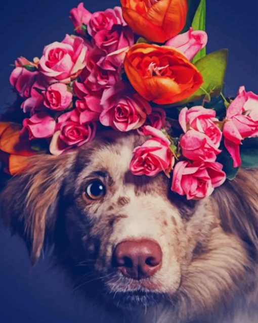 Dog With Flower Crown paint by numbers