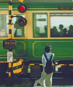 Japanese Woman Waiting For Train paint by numbers