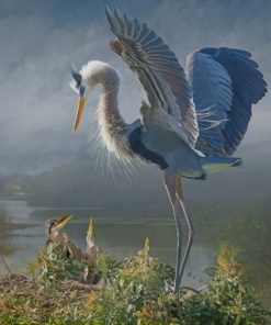 Vintage Great Blue Heron Paint by numbers