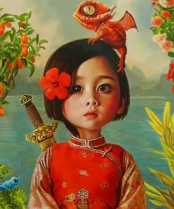 Asian Little Girl Paint by numbers