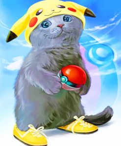 Grey Cat Pokemon paint by numbers