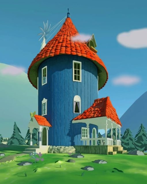 Moomins Cartoon House Paint by numbers