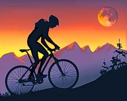 Mountain Biker On Step Hills At Sunset paint by numbers