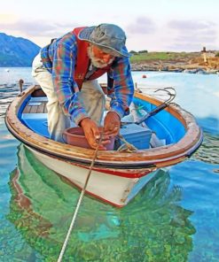 Fisherman On A Boat Paint by numbers