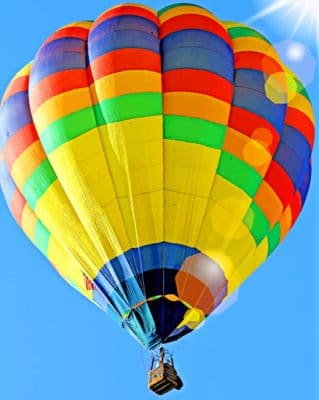 Yellow Blue Hot Air Balloon Paint by numbers