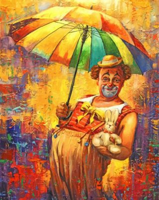 Clown Under Umbrella paint by numbers