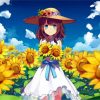 Anime Girl And Sunflowers paint by numbers