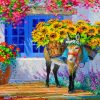 Donkey And Sunflowers Paint by numbers