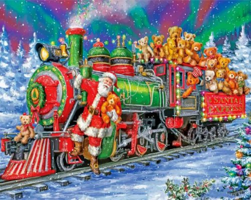 Christmas Santa Train Paint by numbers