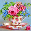 Floral Tea Cup Paint by numbers