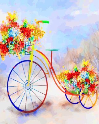 Bike And Flowers Paint by numbers