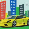 Green Lamborghini Car Paint by numbers