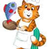 Cartoon Cat Cooking Paint by numbers