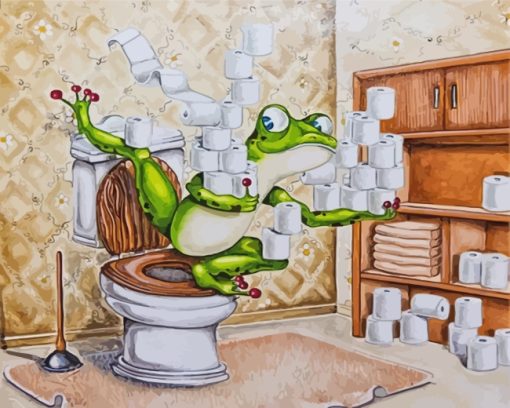 Frog In Toilet Paint by numbers