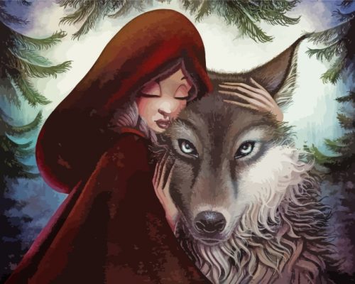 Little Red Riding With Wolf Paint by numbers