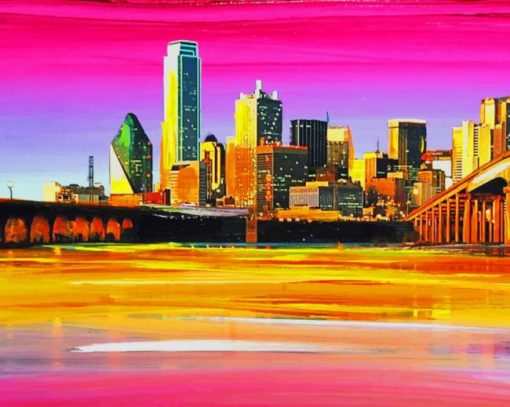 Peter-Max-depicts-the-Dallas-skyline-paint-by-numbers