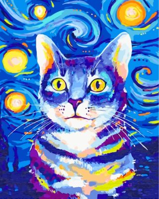 Starry Night Cat Paint by numbers