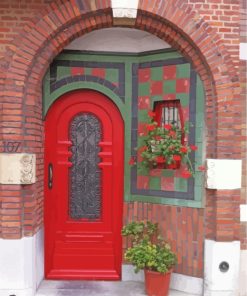 red-door-and-plants-paint-by-numbers